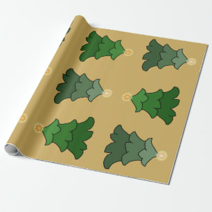 kerstboom met ster op aangepast goud cadeaupapier