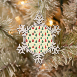 Kerstboom met ster topper naadloos patroon tin sneeuwvlok ornament
