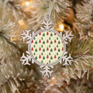 Kerstboom met ster topper naadloos patroon tin sneeuwvlok ornament
