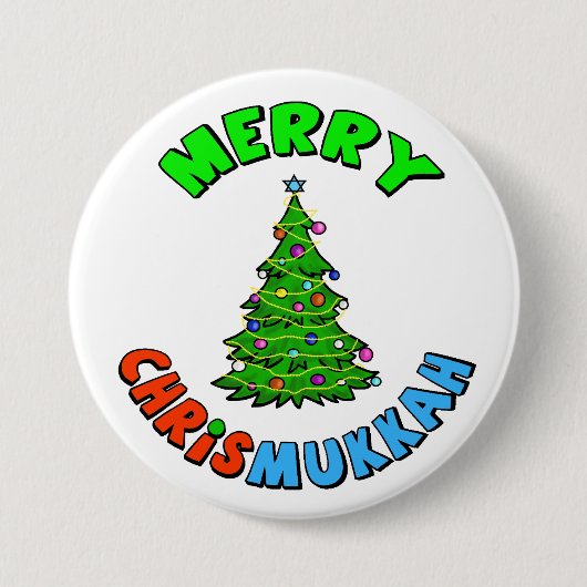 Kerstboom met ster van David op Top Button (Voorkant)