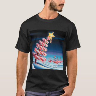Kerstboom met suikerstenen en flamingo's t-shirt