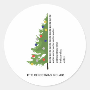 Kerstboom met tekst Relax Ronde Sticker