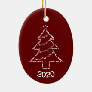 Kerstboom met trombone keramisch ornament