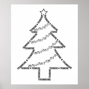 Kerstboom met trombone poster