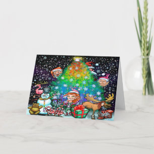 Kerstboom met versiering kaart