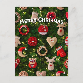 Kerstboom met vilt speelgoed feestdagenkaart