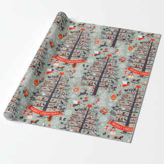 kerstboom met wensen (grijs) cadeaupapier