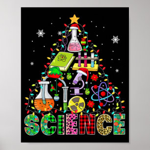 Kerstboom met wetenschap Kerstman Elf Leermiddelen Poster