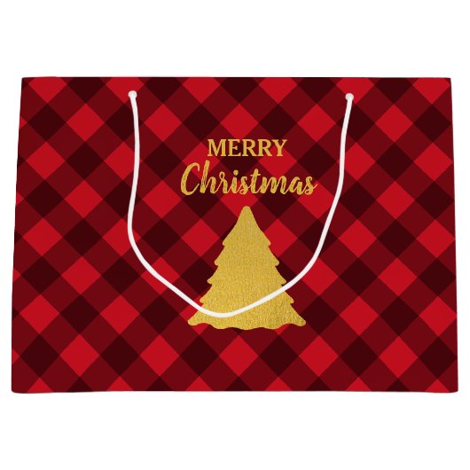 kerstboom met zwarte buffels groot cadeauzakje (Voorkant)