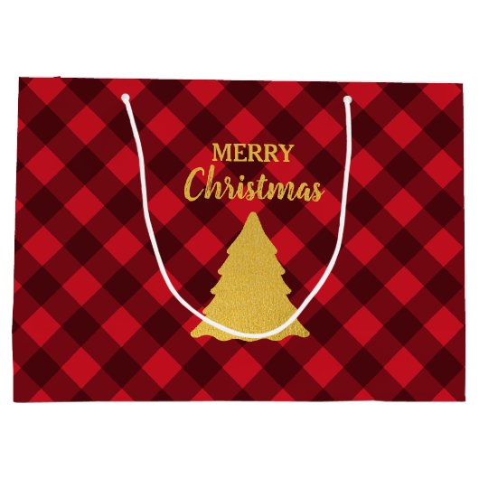 kerstboom met zwarte buffels groot cadeauzakje (Achterkant)