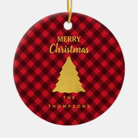 kerstboom met zwarte buffels keramisch ornament (Voorkant)