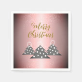 Kerstboom Metallic Pink Script Holiday Party Servet (Voorkant)