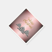 Kerstboom Metallic Pink Script Holiday Party Servet (Hoek)