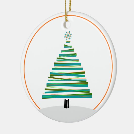 Kerstboom - Mid Century Stripe Keramisch Ornament (Links)