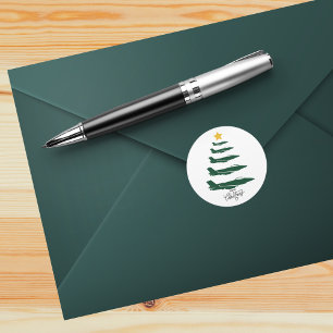 Kerstboom, militair vliegtuig, minimalistisch, coo ronde sticker