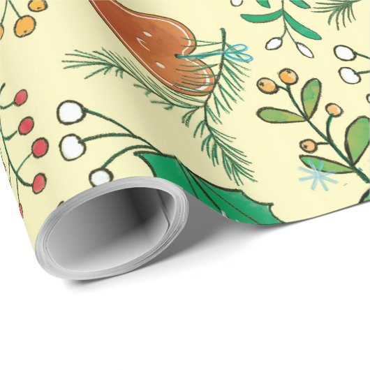 kerstboom, mistletoe- en poolkrulpapier cadeaupapier (Rol Hoek)