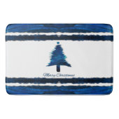 Kerstboom Modern Holiday Pattern Blue Badmat (Voorkant)