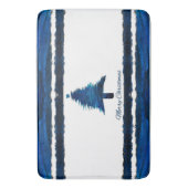 Kerstboom Modern Holiday Pattern Blue Badmat (Voorkant Verticaal)