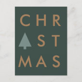 Kerstboom | Modern minimalistisch goud en groen Briefkaart (Voorkant)