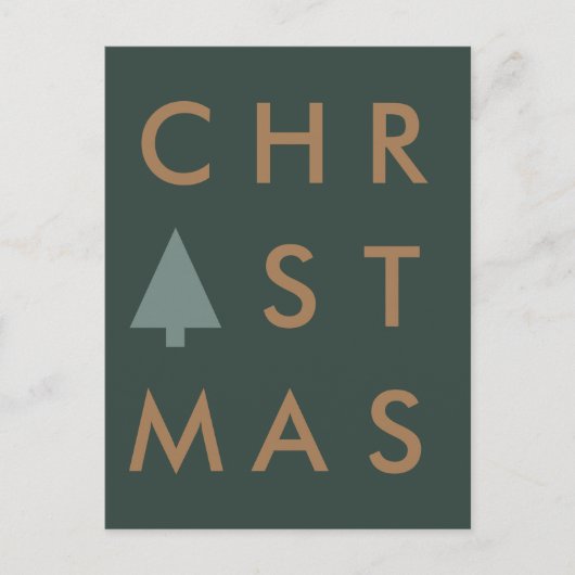 Kerstboom | Modern minimalistisch goud en groen Briefkaart (Voorkant)