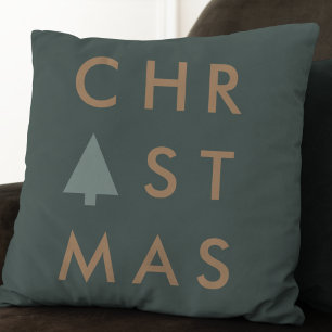 Kerstboom   Modern minimalistisch goud en groen Kussen