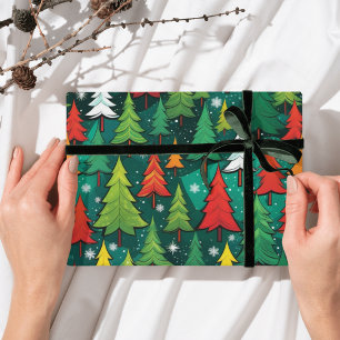 Kerstboom modern patroon inpakpapier