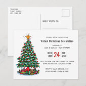 Kerstboom Modern Virtual Holiday Party Uitnodiging Briefkaart (Voorkant / Achterkant)