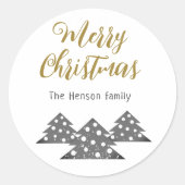 Kerstboom moderne feestdag ronde sticker (Voorkant)