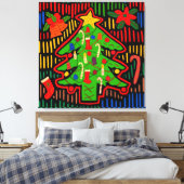 Kerstboom Mola van San Blas Eiland Canvas Afdruk (Insitu (Slaapkamer))