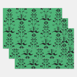 Kerstboom - Muzieknoten en symbolen Inpakpapier Vel