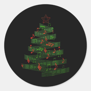 Kerstboom muzieknoten lied Kerstmis muzikant Ronde Sticker
