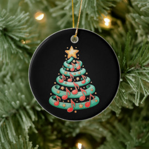 Kerstboom Muzieknoten Lied Muzikant Kerstmis Keramisch Ornament