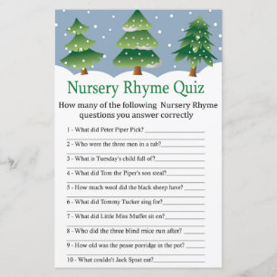 Kerstboom Nursery Rhyme Quiz baby shower game