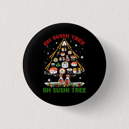 Kerstboom Oh Sushi Kerstboom Japans eten Ja Ronde Button 3,2 Cm (Voorkant)