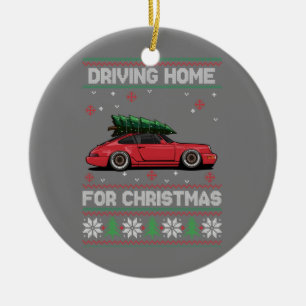 Kerstboom Oldtimer Car Xmas Ugly Sweater Pull Keramisch Ornament