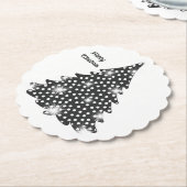 Kerstboom Onderzetters Zwart & Wit Stippen (Gekanteld)