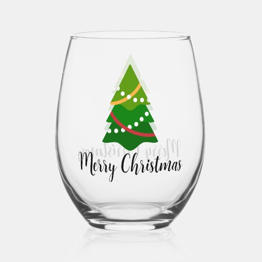 Kerstboom ontwerp Stemless wijnglas Wijnglas Zonder Voet (Voorkant)
