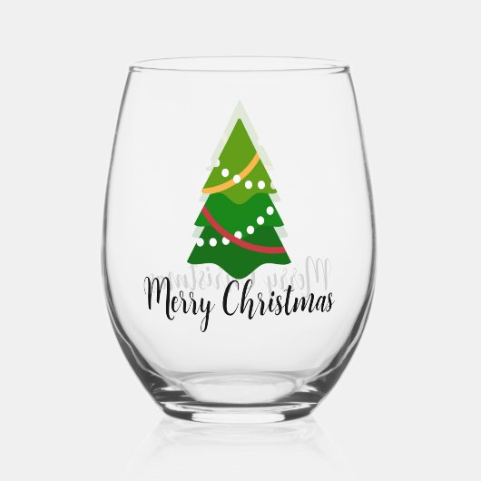 Kerstboom ontwerp Stemless wijnglas Wijnglas Zonder Voet (Achterkant)