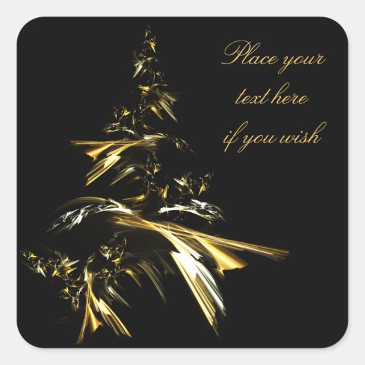 Kerstboom op Black 001 Vierkante Sticker (Voorkant)