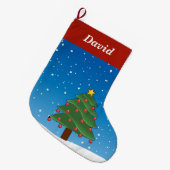 kerstboom op blauwe grote kerstmis kerstsok (Voorkant (Hangend))