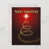 Kerstboom op de rode achtergrond feestdagenkaart (Voorkant / Achterkant)