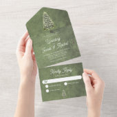 Kerstboom op Groen Hout Rustieke Bruiloft All In One Uitnodiging (Afscheurbaar)