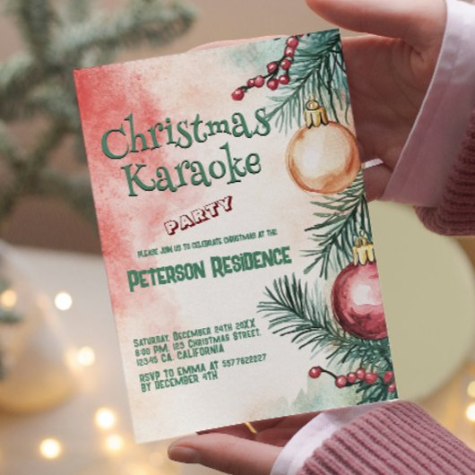 Kerstboom op het kerstkaraoke-feest kaart