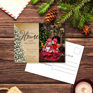 Kerstboom op perkament Nieuwe Home Foto verplaatse Briefkaart