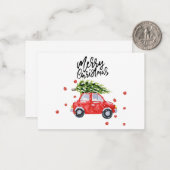 Kerstboom op rode auto notitiekaartje (Voorkant / Achterkant in situ)