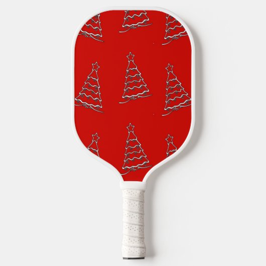 Kerstboom op rood pickleball paddle (Voorkant)