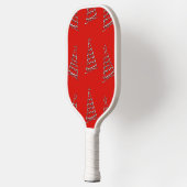 Kerstboom op rood pickleball paddle (Links)