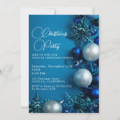 Kerstboom Ornament Party Blauw Kaart (Voorkant)