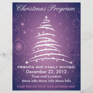 Kerstboom Paarse Kerstprogramma Flyer