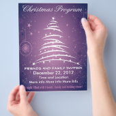 Kerstboom Paarse Kerstprogramma Flyer (Hand)